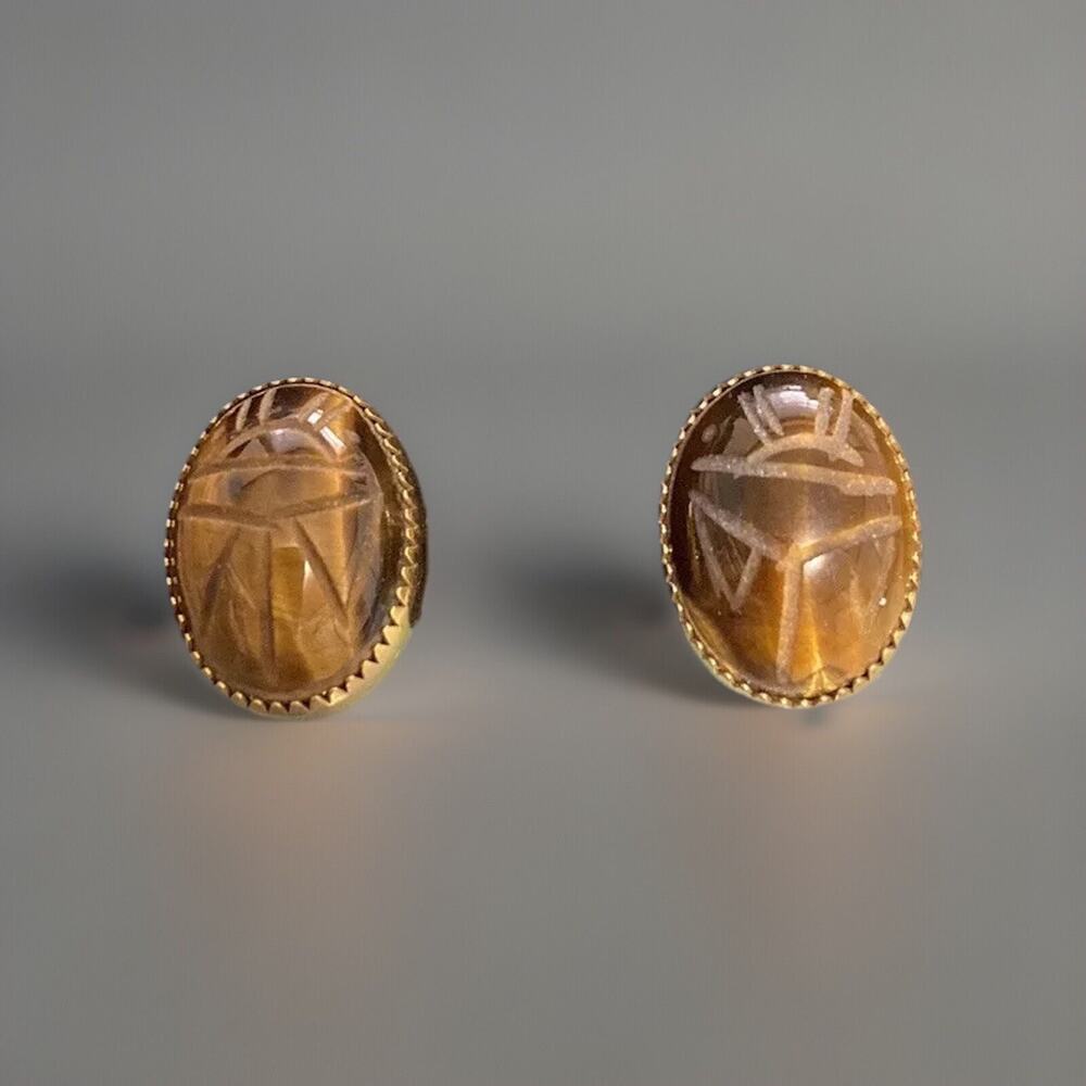 Vintage Bart Cassell Scarab screw back earrings. marked 12k gold filled